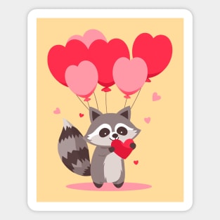 Raccoon gives a heart Magnet